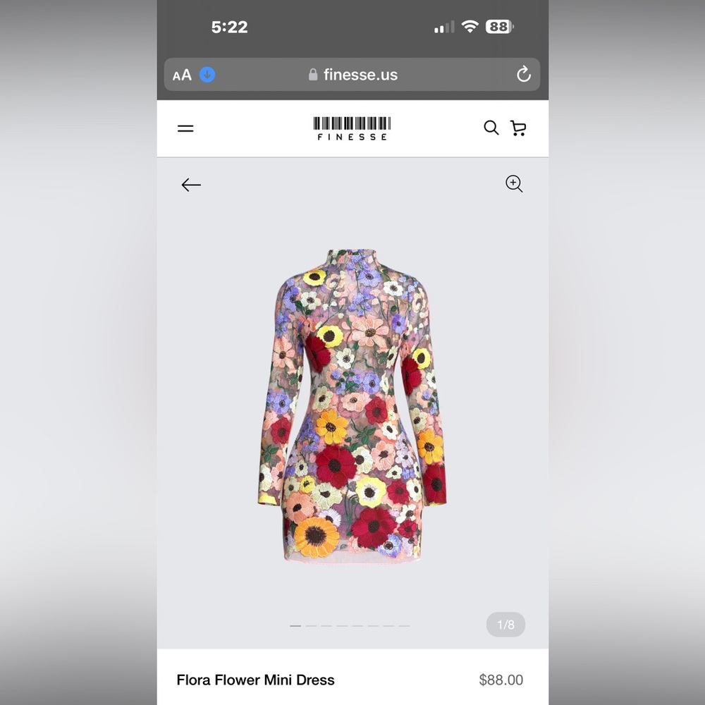 Finesse flora flower mini dress in size 2x